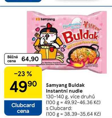 Samyang Buldak Clubcard cena Instantní nudle, 130-140 g 
