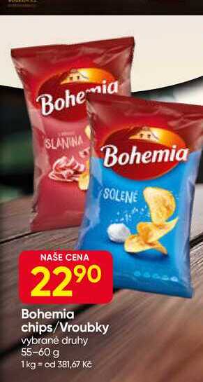 Bohemia chips/Vroubky vybrané druhy 55-60 g 