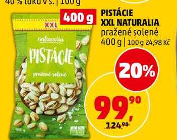 PISTÁCIE XXL NATURALIA pražené solené, 400 g