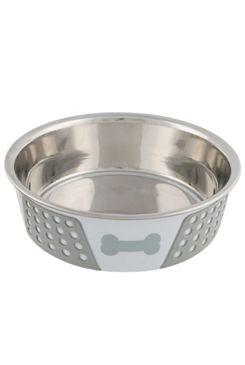 Miska nerez se silikonovým pláštěm bílošedá 1,4l 21cm Trixie