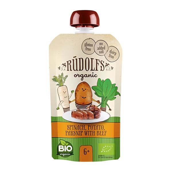 Rudolfs BIO kapsička Špenát, brambory, pastinák s hovězím masem