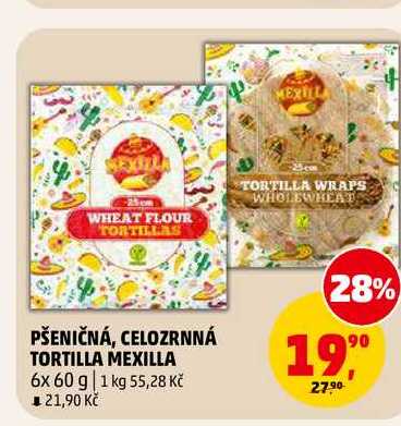 PŠENIČNÁ, CELOZRNNÁ TORTILLA MEXILLA, 6x 60 g