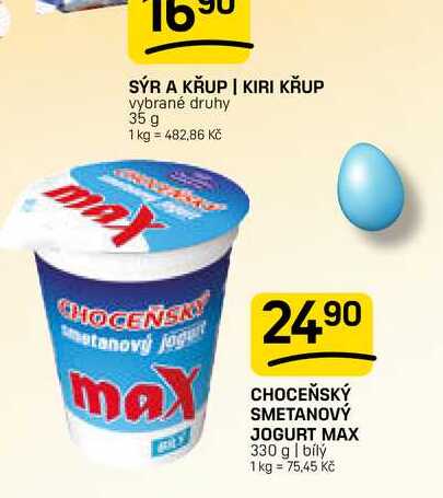 CHOCEŇSKÝ SMETANOVÝ JOGURT MAX 330 g 