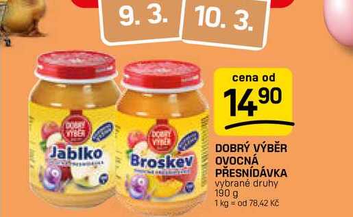 DOBRÝ VÝBĚR OVOCNÁ PŘESNÍDÁVKA vybrané druhy 190 g