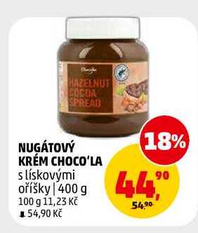NUGÁTOVÝ KRÉM CHOCO'LA, 400 g