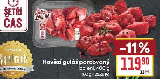 Hovězí guláš porcovaný balení, 400 g 