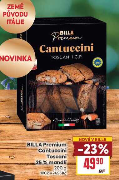 BILLA Premium Cantuccini  Toscani 25% mandli 200 g 