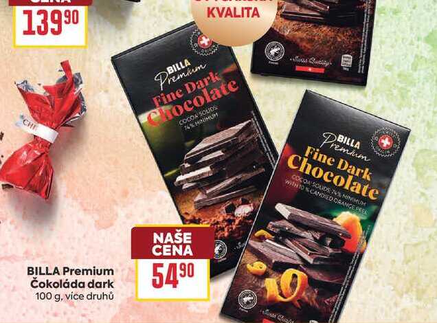 BILLA Premium Čokoláda dark 100 g