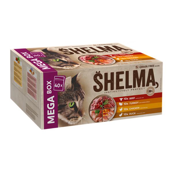 Shelma Kapsičky pro kočky 40x85g, 4 druhy masa