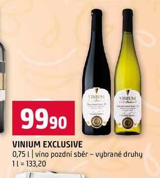 VINIUM EXCLUSIVE 0,75l víno pozdní sběr vybrané druhy 