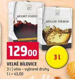 VELKÉ BÍLOVICE 3l vino vybrané druhy