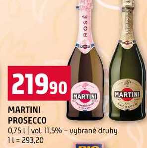 MARTINI PROSECCO 0,75l vol. 11,5% vybrané druhy 