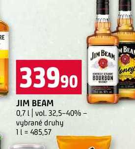 JIM BEAM 0,7l vol. 32,5-40% vybrané druhy