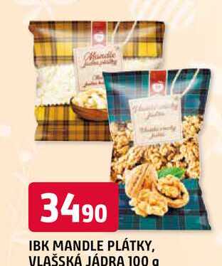 IBK MANDLE PLÁTKY, VLAŠSKÁ JÁDRA 100 g 