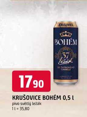 KRUŠOVICE BOHÉM 0,5 L pivo světlý ležák 
