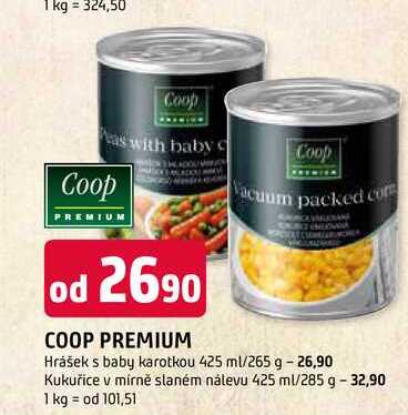 COOP PREMIUM Hrášek s baby karotkou 425 ml/265 g