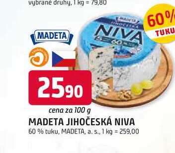 MADETA JIHOČESKÁ NIVA 60% tuku, 100g