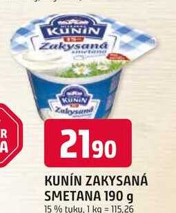 KUNÍN ZAKYSANÁ SMETANA 190 g 15% tuku
