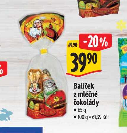   Balíček z mléčné čokolády 65 g 