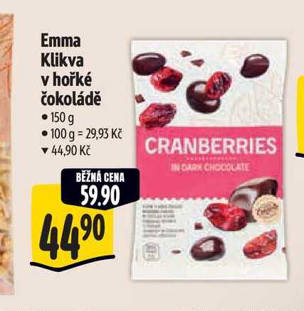Emma Klikva v hořké čokoládě  150 g 
