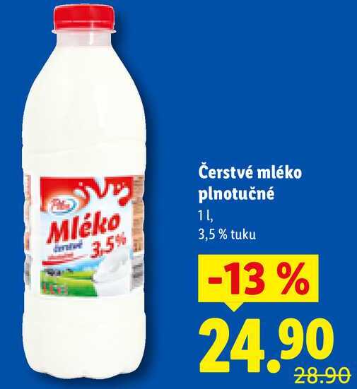 Čerstvé mléko plnotučné, 1 l