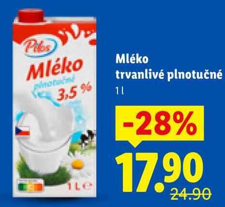 Mléko trvanlivé plnotučné, 1 l