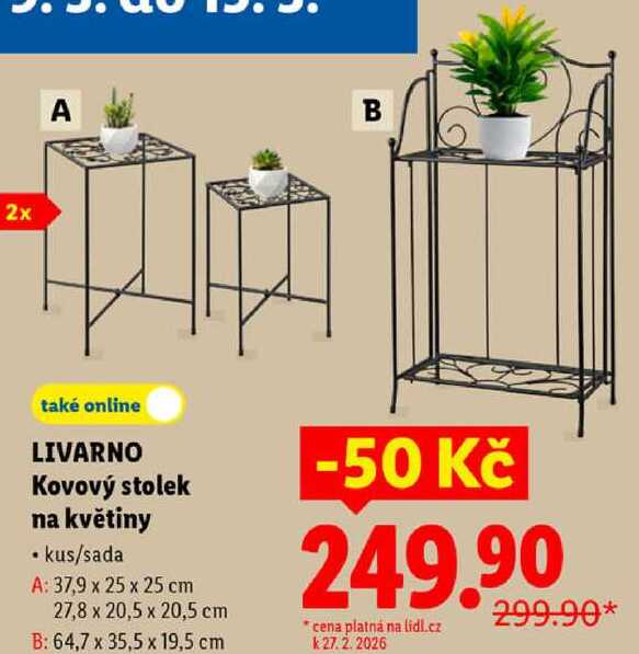 LIVARNO Kovový stolek na květiny 