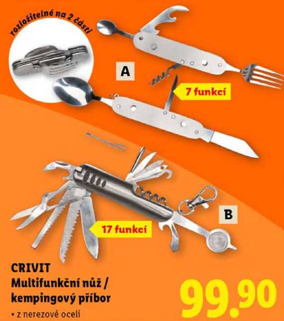 CRIVIT Multifunkční nůž/kempingový příbor 