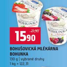 BOHUŠOVICKÁ MLÉKÁRNA BOHUNKA 130 g vybrané druhy