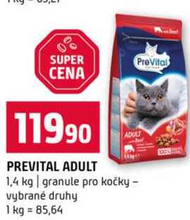 PREVITAL ADULT 1,4 kg granule pro kočky vybrané druhy
