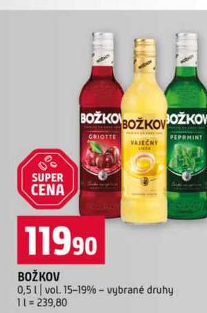 Božkov 0,5l, vybrané druhy 