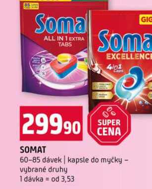 SOMAT 60-85 dávek kapsle do myčky vybrané druhy