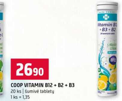 COOP VITAMIN B12 + B2 + B3 20 ks šumivé tablety 