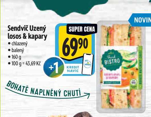 Sendvič Uzený losos & kapary  160 g