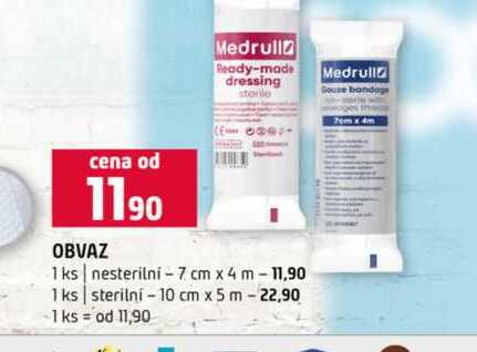 OBVAZ 1ks nesterilní 7 cm x 4 m 1 ks sterilní 10 cm x 5 m 