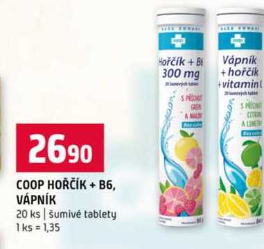 COOP HOŘČÍK + B6, VÁPNÍK 20 ks šumivé tablety 