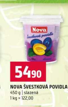 NOVA ŠVESTKOVÁ POVIDLA 450 g slazená 