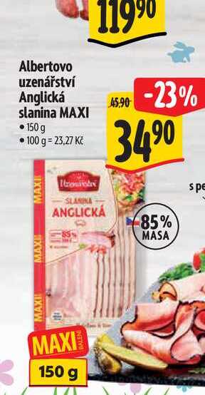 Albertovo uzenářství Anglická slanina MAXI 150g  