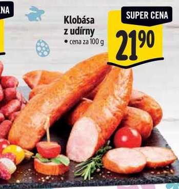 Klobása z udírny, cena za 100 g 