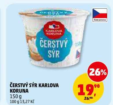 ČERSTVÝ SÝR KARLOVA KORUNA, 150 g 
