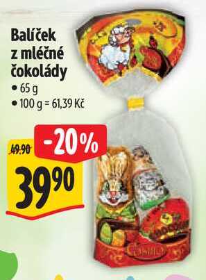 Balíček z mléčné čokolády, 65 g