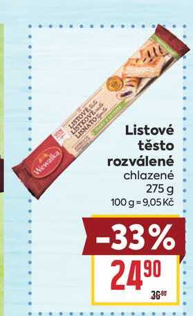 Listové těsto rozválené chlazené 275 g  