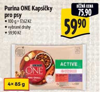Purina ONE Kapsičky pro psy, 4x 85 g