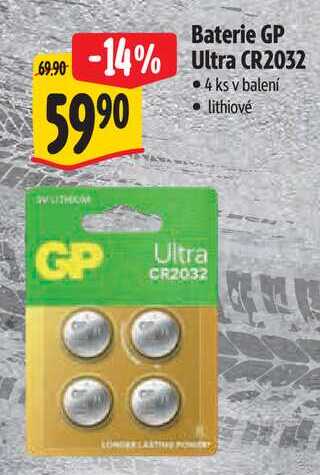 Baterie GP Ultra CR2032, 4 ks 