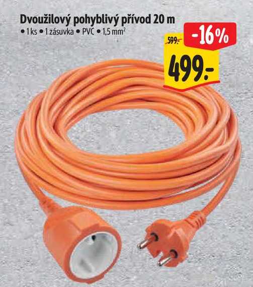 Dvoužilový pohyblivý přívod 20 m 