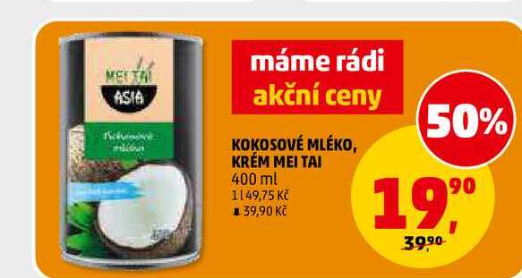 KOKOSOVÉ MLÉKO, KRÉM MEI TAI, 400 ml