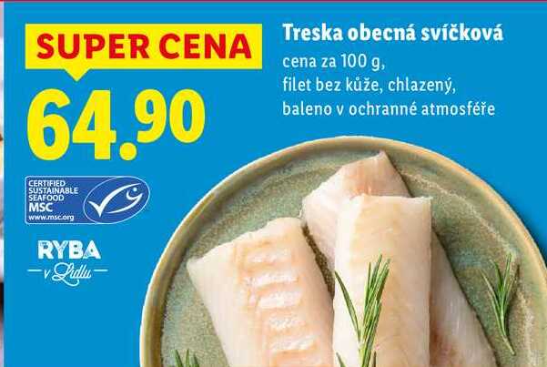 Treska obecná svíčková, cena za 100 g