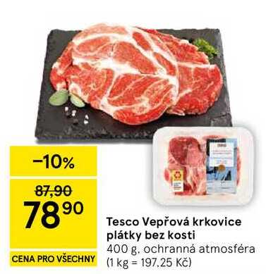 Tesco Vepřová krkovice plátky bez kosti, 400 g 