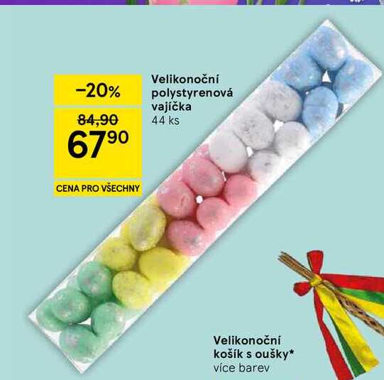 Velikonoční polystyrenová vajíčka, 44 ks 