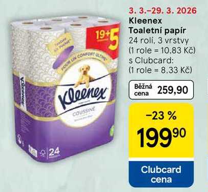 Kleenex Toaletní papír, 24 rolí. 3 vrstvy  